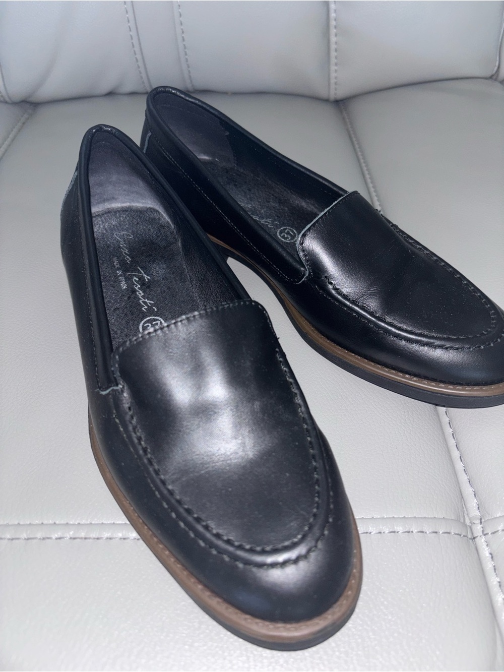 Enzo Tesoti Black Leather Loafers Size 37 NEW